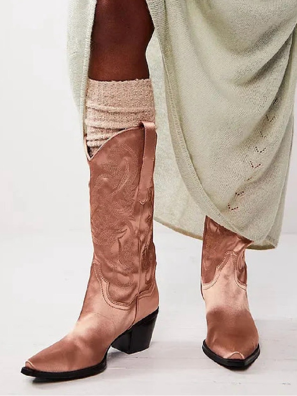 Jeffrey Campbell x Free People Satin Western Boots Women’s 8